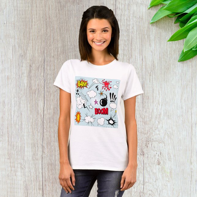 Camiseta Pop de Explosão em Comic Retroativa (Criador carregado)