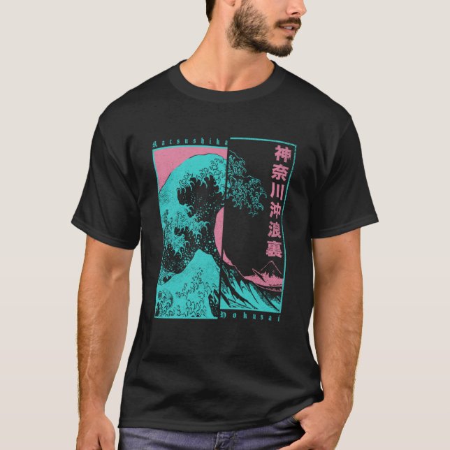 Camiseta Pop de Japão - Estética Hokusai Excelente Wave Off (Frente)