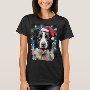 Camiseta Pop de Natal Art Dog Border Collie