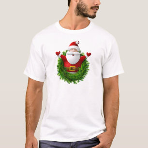 Camiseta Pop de Papai Noel fora de uma grinalda do Natal