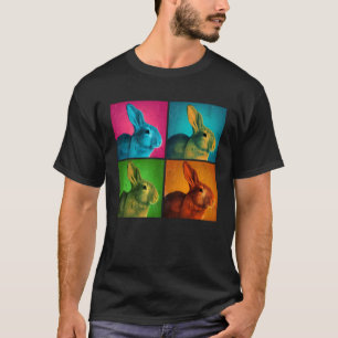 Camiseta Pop de Rabbit Ilustração de Animais Coloridos Home
