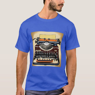 Camiseta Pop de uma máquina de escrever azul-T-Shirt