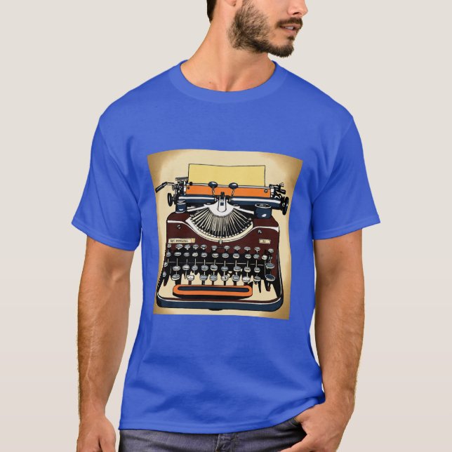 Camiseta Pop de uma máquina de escrever azul-T-Shirt (Frente)