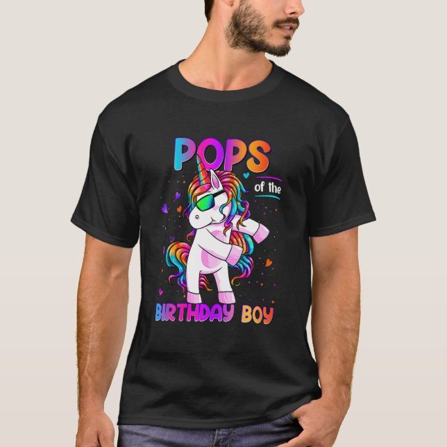 Camiseta Pop do Birthday Boy Dabbing Unicorn Party 1 (Frente)