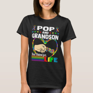 Camiseta Pop e Avô Melhor Amigo Para A Vida Autismo Grande