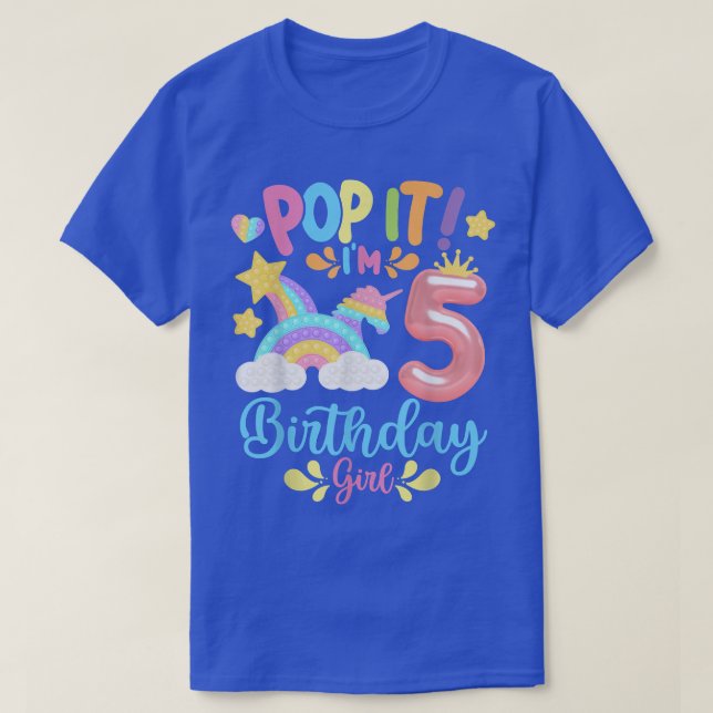 Camiseta Pop, eu sou a garota de aniversário de 5 ano, part (Frente do Design)