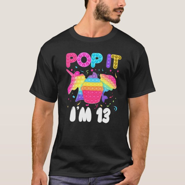 Camiseta Pop, eu tenho 13 anos, Pop de aniversário. (Frente)