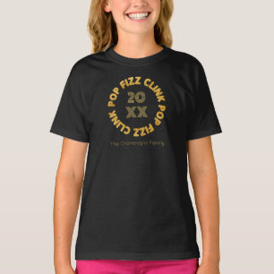 Camiseta Pop Fizz Clink Moderna Tipografia de Ano Novo