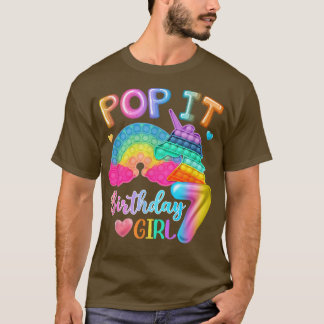 Camiseta Pop It Birthday Girl 7 para garotas de 7 anos Unic