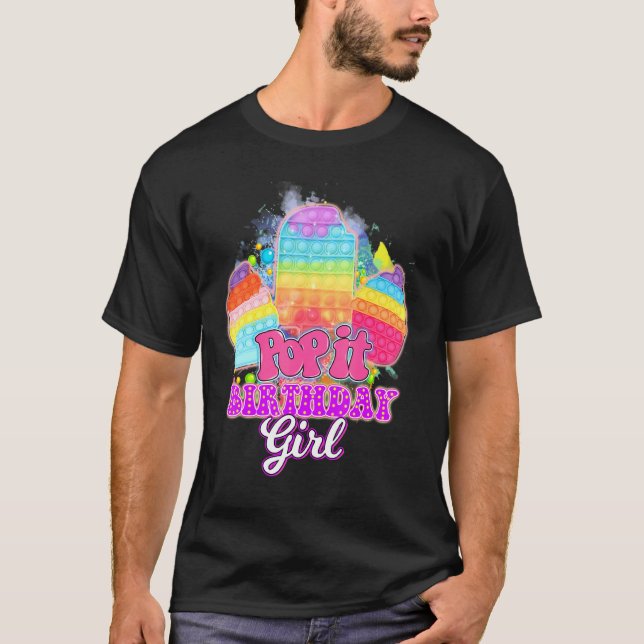 Camiseta Pop It Birthday Girl Birthday Fidget Toy (Frente)