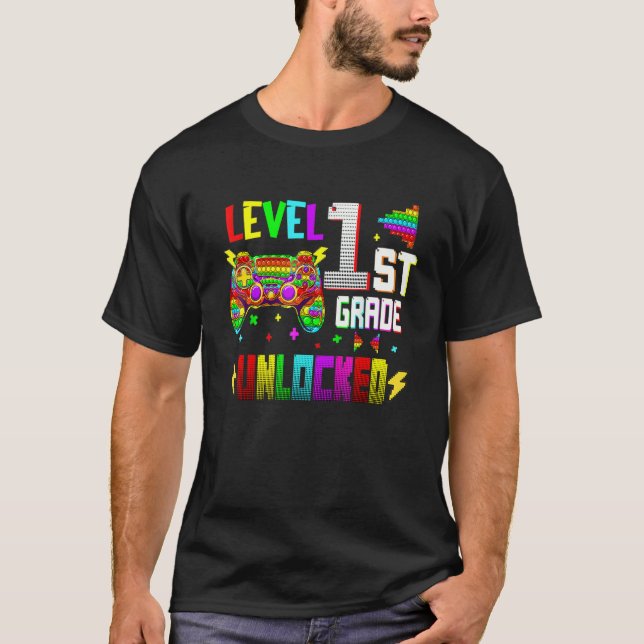 Camiseta Pop It Level 1st Grade Unlocked Video Games Back T (Frente)