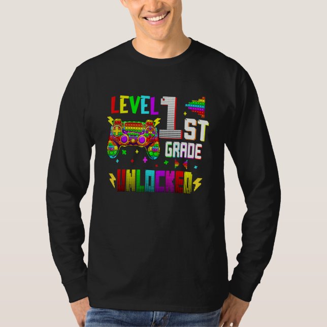 Camiseta Pop It Level 1st Grade Unlocked Video Games Back T (Frente)