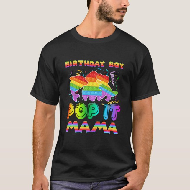Camiseta Pop It Mama Of The Birthday Boy Pop It Shark Dinos (Frente)