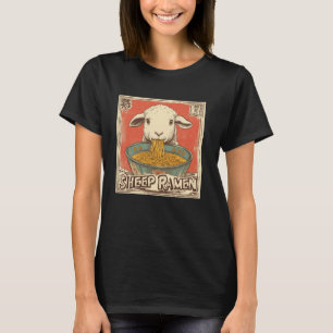 Camiseta Pop Japonês Art Noodle Lover Cute Lamb Sheep Rame