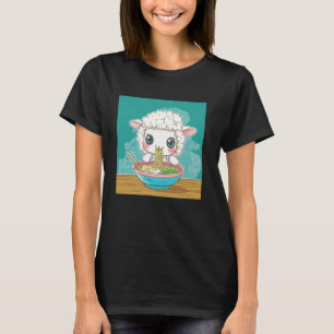 Camiseta Pop Japonês Art Noodle Lover Cute Lamb Sheep Rame