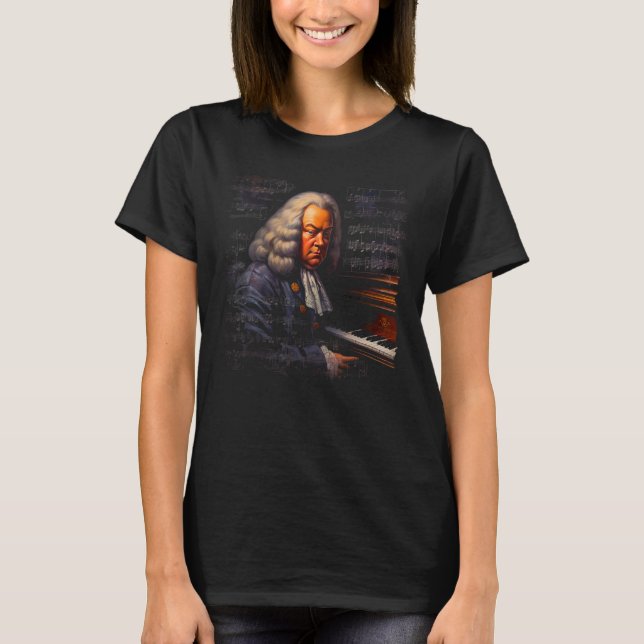 Camiseta Pop Johann Sebastian Bach Music Piano Pianist (Frente)