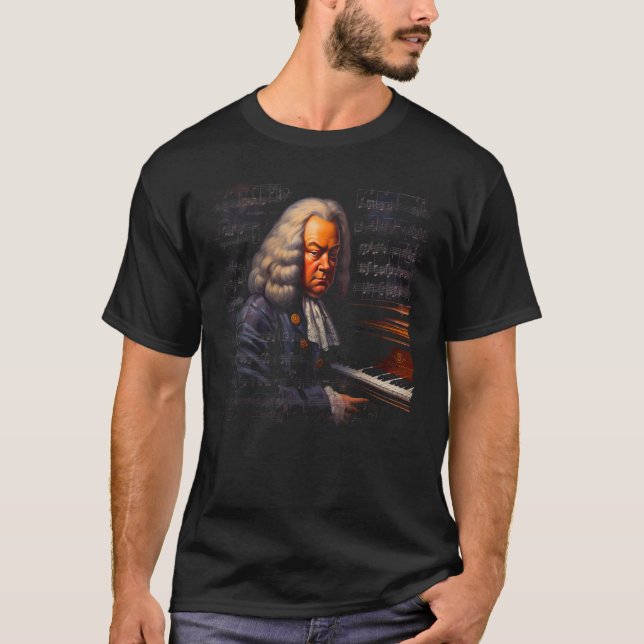Camiseta Pop Johann Sebastian Bach Music Piano Pianist (Frente)