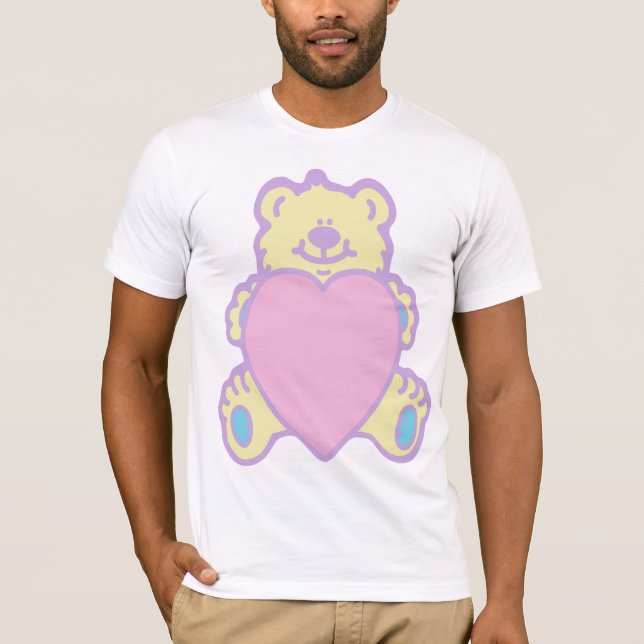 Camiseta Pop Kei Cute Teddy Bear Amor Coração (Frente)