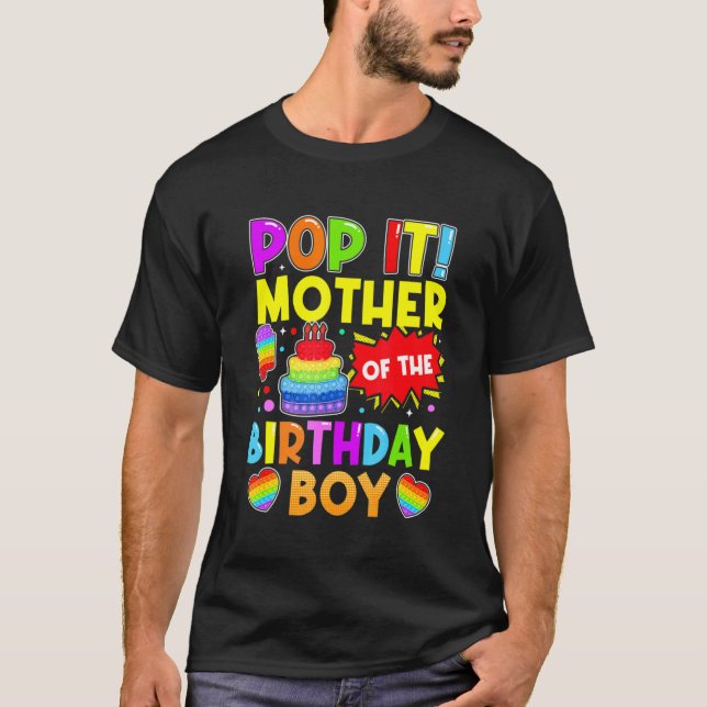 Camiseta Pop Mãe Do Aniversário, Crianças Fidget Fami (Frente)