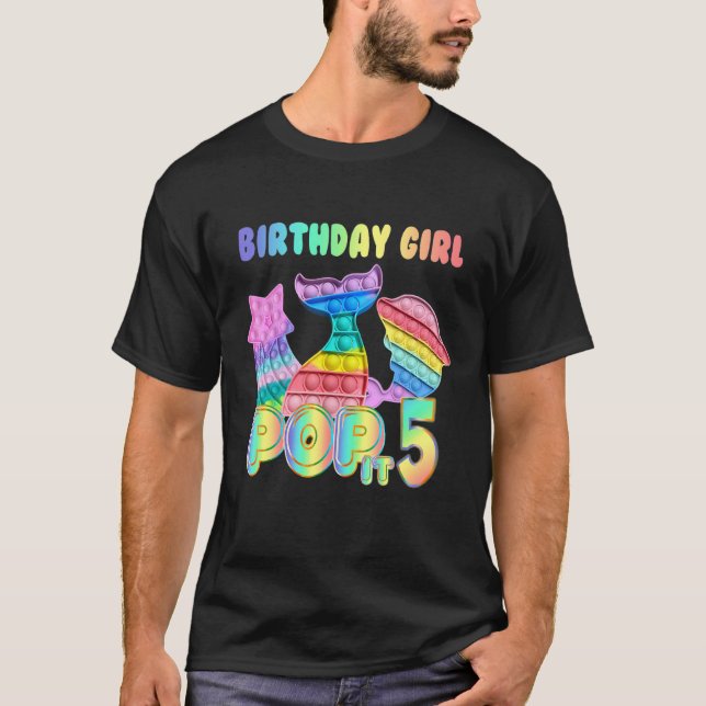 Camiseta Pop Mermaid Birthday Rapariga Fidget Toy 5 Birthd (Frente)