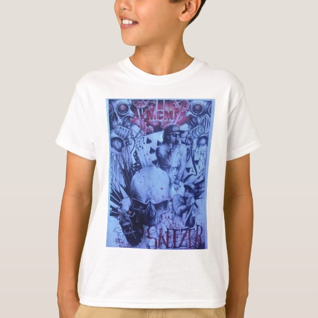 Camiseta Pop Músicos Impressão de Arte Roxo Azul (Frente)