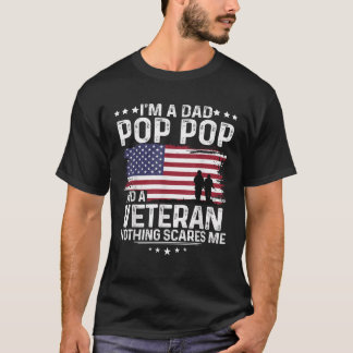 Camiseta Pop pai Veterano Pop não me assusta Arma Orgulhosa