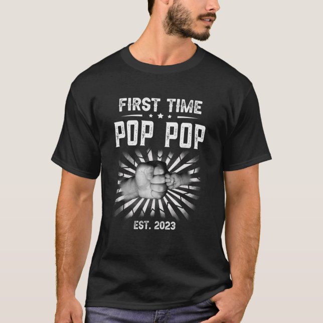 Camiseta Pop Pop 2023 Da Primeira Vez Do Mens Promovido Ao  (Frente)
