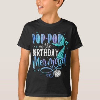 Camiseta Pop-Pop Da Família De Sereias De Aniversário Que C