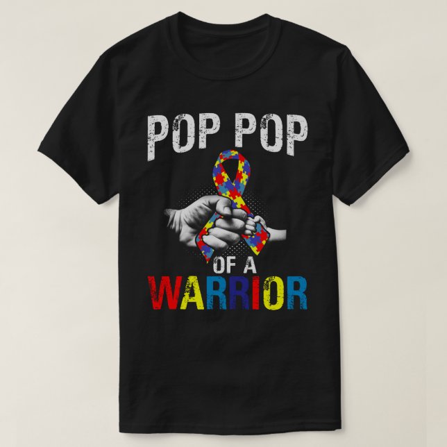 Camiseta pop pop de uma consciência de autismo guerreiro (Frente do Design)