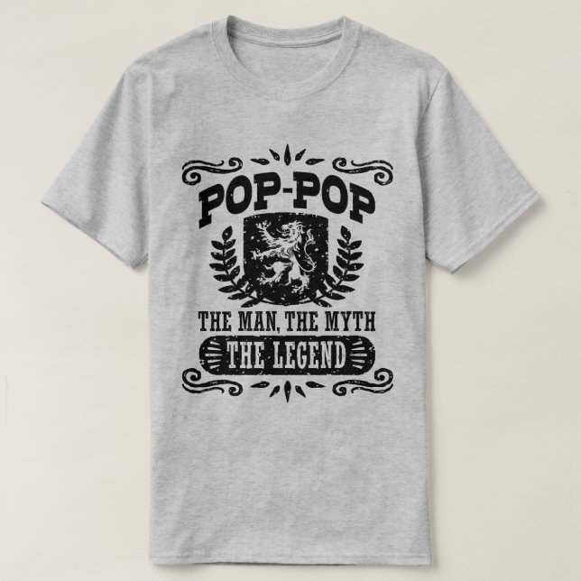 Camiseta Pop Pop do Homem O Mito A Lenda (Frente do Design)