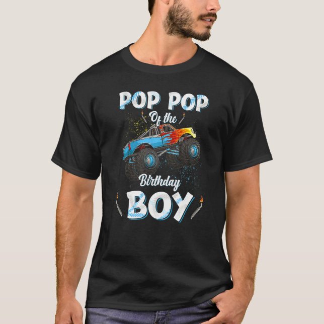 Camiseta Pop-Pop Dos Homens Do Dia Do Monstro Do Aniversári (Frente)