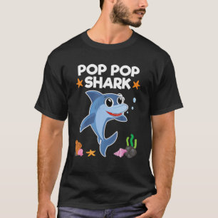 Camiseta Pop Pop Tubarão-Avó Avô Aniversário Presente