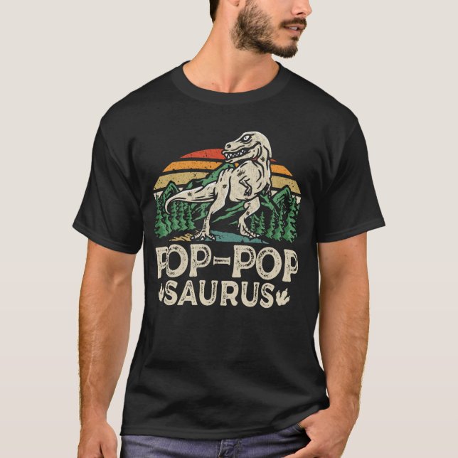 Camiseta Pop-popsaurus Dinossauro Vô Saurus Dia dos Pais (Frente)