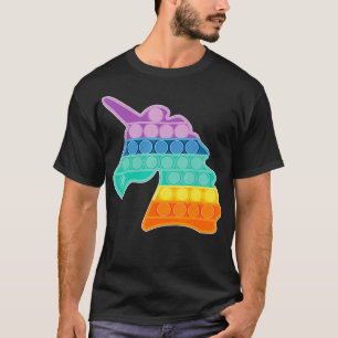 Camiseta Pop Push Fidget Sensory Toy Unicorn Rainbow Bubble