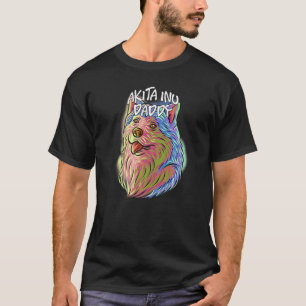 Camiseta Pop-Retrato Colorido, Pai de Cachorro Akita Inu, D