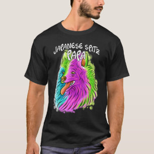 Camiseta Pop Retrato Colorido Pai de Pai Spitz japonês