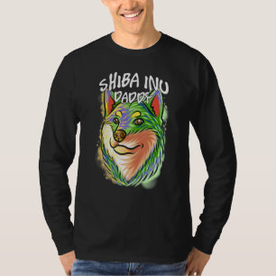 Camiseta Pop Retrato colorido Shiba Inu Cachorro Pai D do p