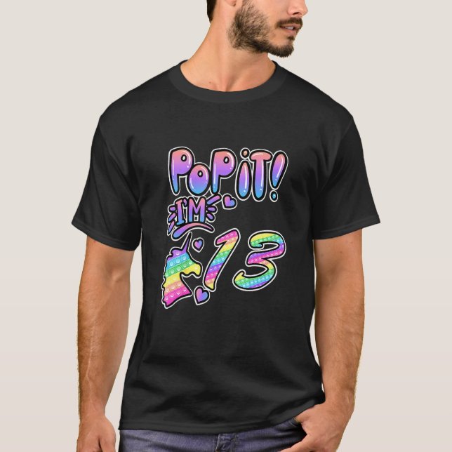 Camiseta Pop Sou 13 o Nascer de aniversário do 13 Rainbow U (Frente)