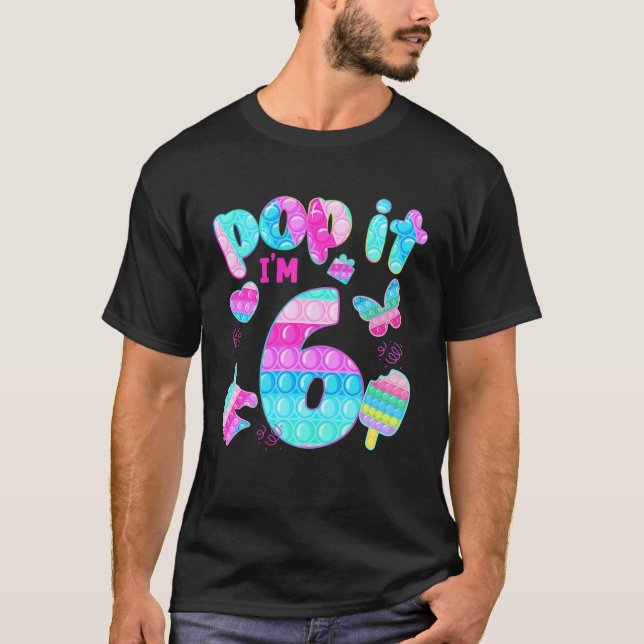 Camiseta Pop Sou 6 de aniversário do Unicórnio Fidget Toddl (Frente)