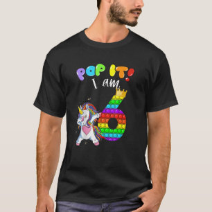 Camiseta Pop Ti Fidget Toy Unicorn Tenho 6 anos