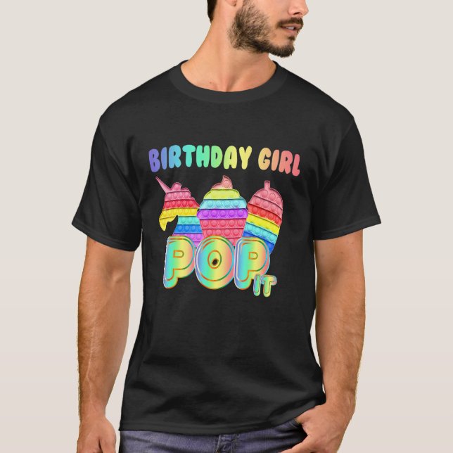 Camiseta Pop Unicorn It Birthday Girl Fidget Toy (Frente)