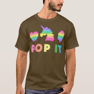 Camiseta Pop Unicorn Sorvete Cardíaco Fidget Boys Girls C