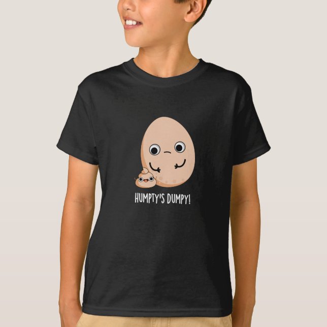 Camiseta Popa de Ovo Muito Engraçado da Humpty Pun Dark BG (Frente)