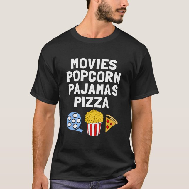 Camiseta Popcorn Addict Movies Popcorn Pajamas Pizza (Frente)