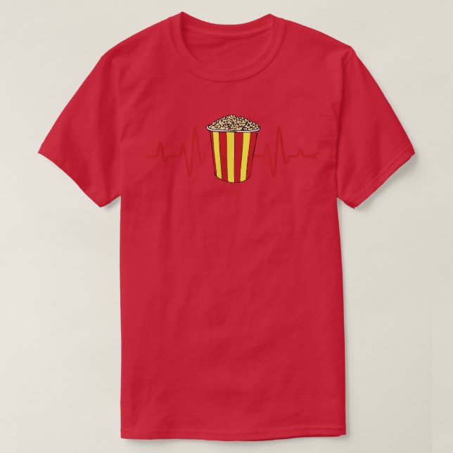 Camiseta Popcorn Heartbeat Cinema Snack Movie Night Kawaii (Frente do Design)