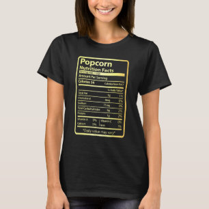 Camiseta Popcorn Nutrition Facts Comida para Ação de Graças