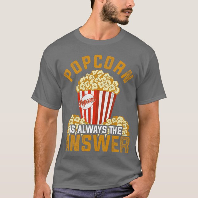 Camiseta Popcorn Sempre Responde Filmes Amigos de Pipocas (Frente)