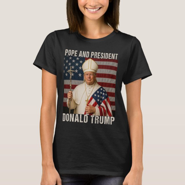 Camiseta Pope Engraçado Trump E Presidente Donald Trump (Frente)