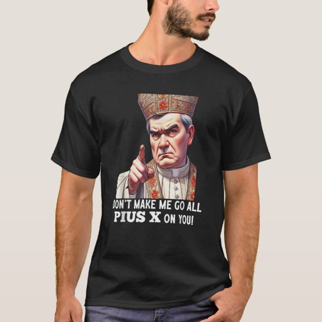 Camiseta Pope Rua Pius X Tradicional Massa Latina Sai Catól (Frente)