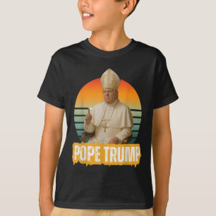 Camiseta Pope Trump Funny Trump Vaticano Christian Retro Ch